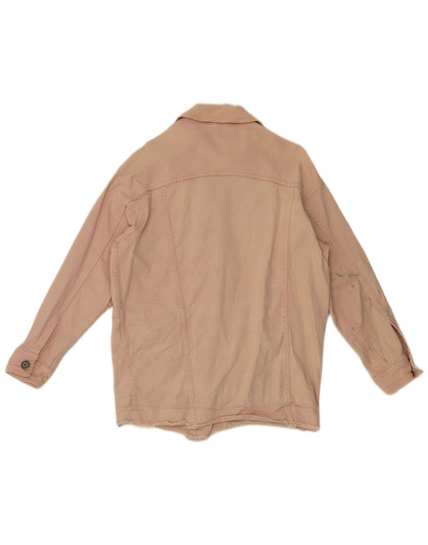 Zara Veste en jean surdimensionnée pour femme UK 6 XS Coton rose