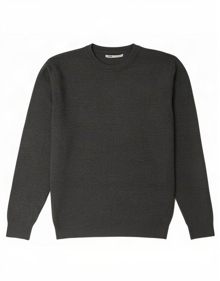 Zara Pull Col Ras Du Cou Homme Gris Moyen