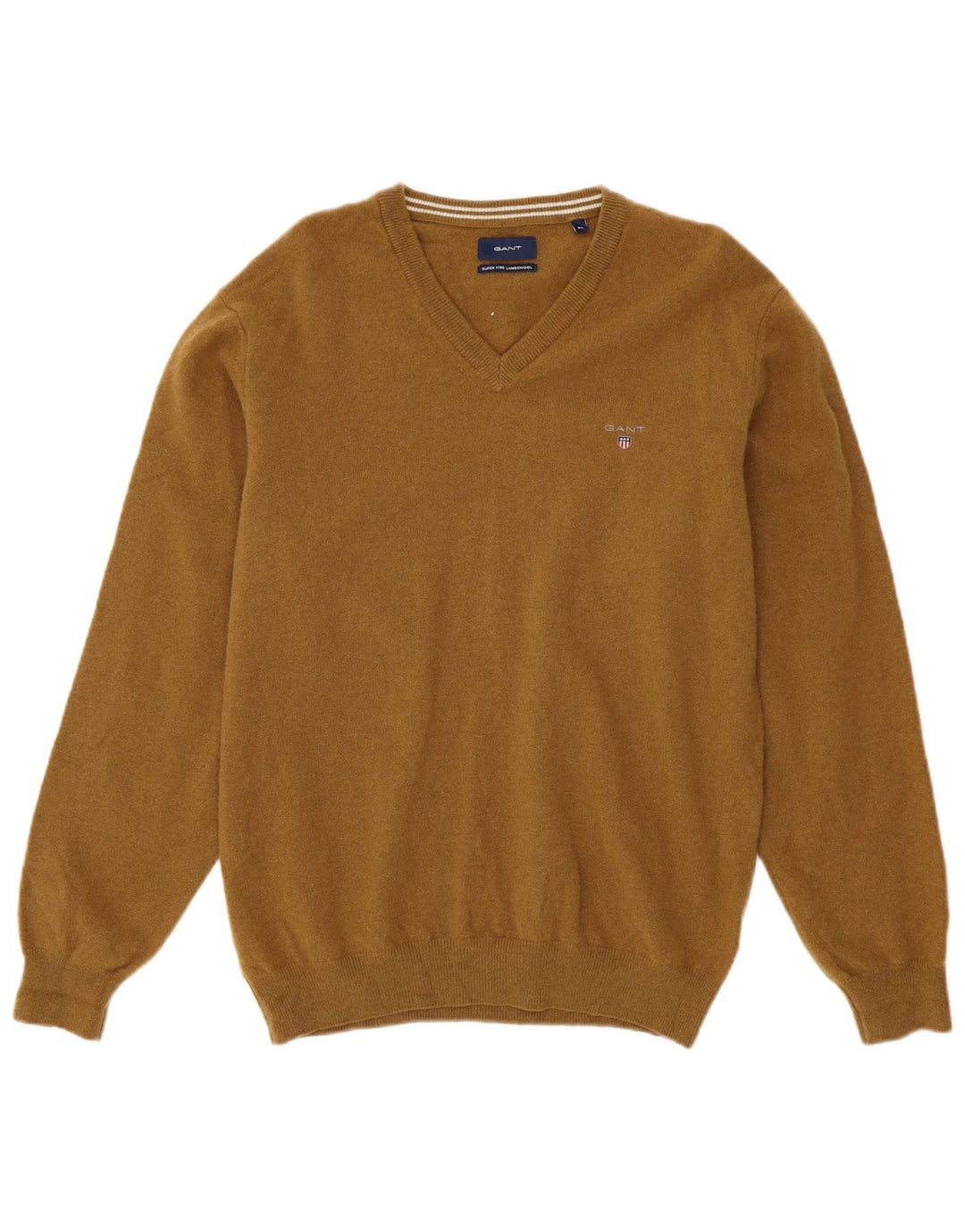 GANT Pull col V Homme XL Kaki Lambswool