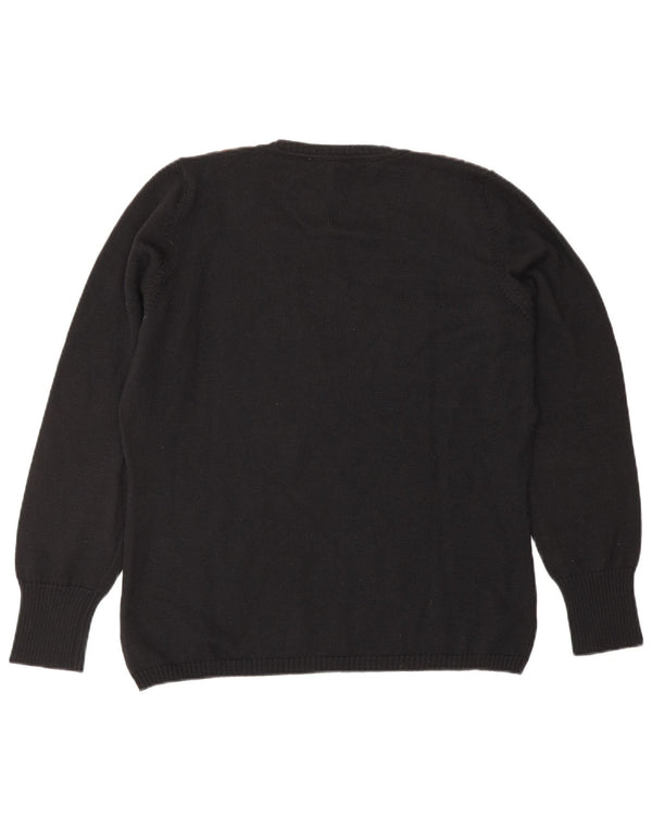 LUISA SPAGNOLI Pull col en V pour femme UK 14 Large Noir