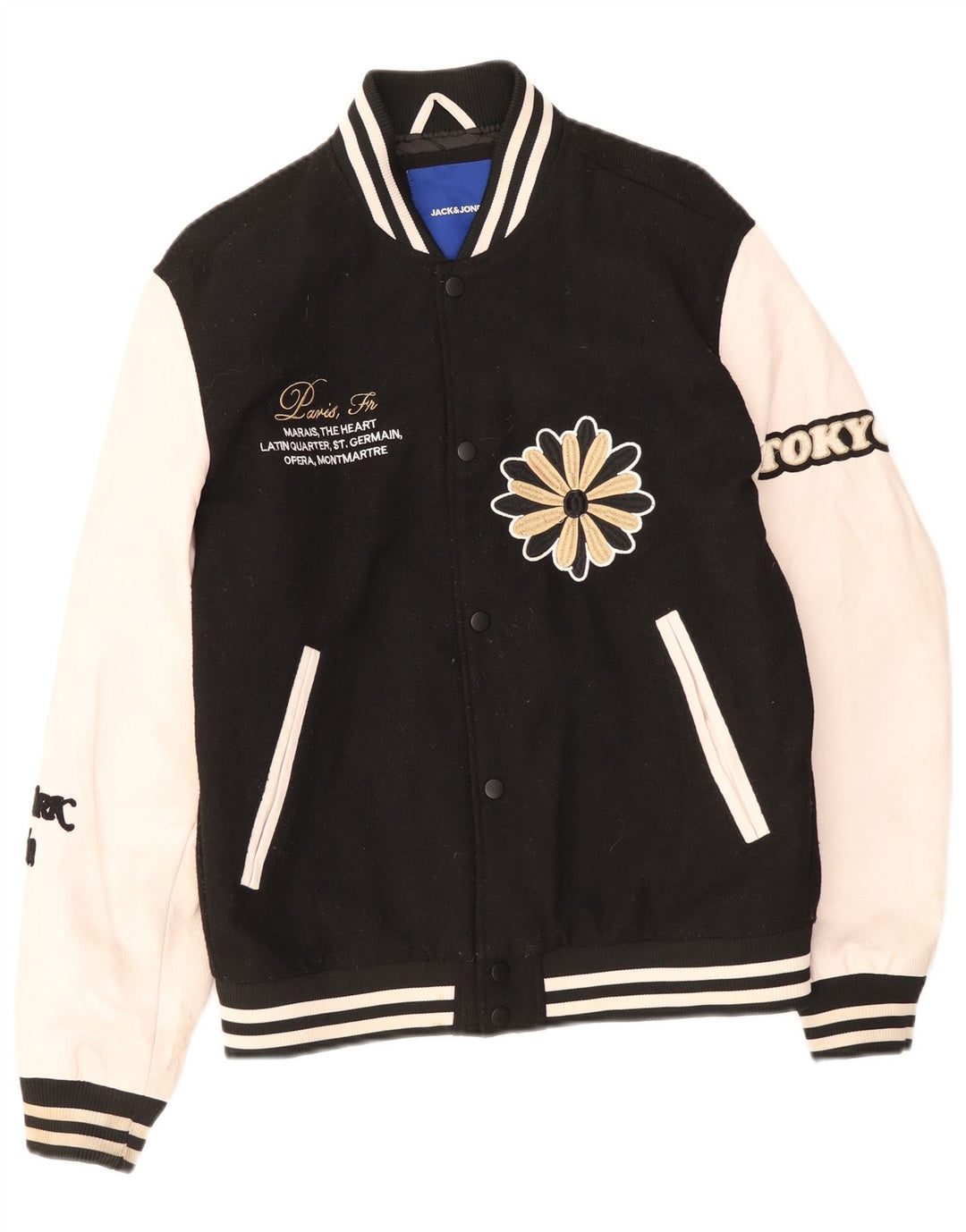 Jack & Jones Veste Varsity Graphique Homme UK 38 Medium Noir Colourblock