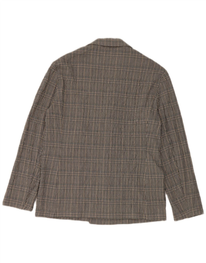 Zara Veste blazer à double boutonnage pour homme UK 38 en coton à carreaux noir moyen