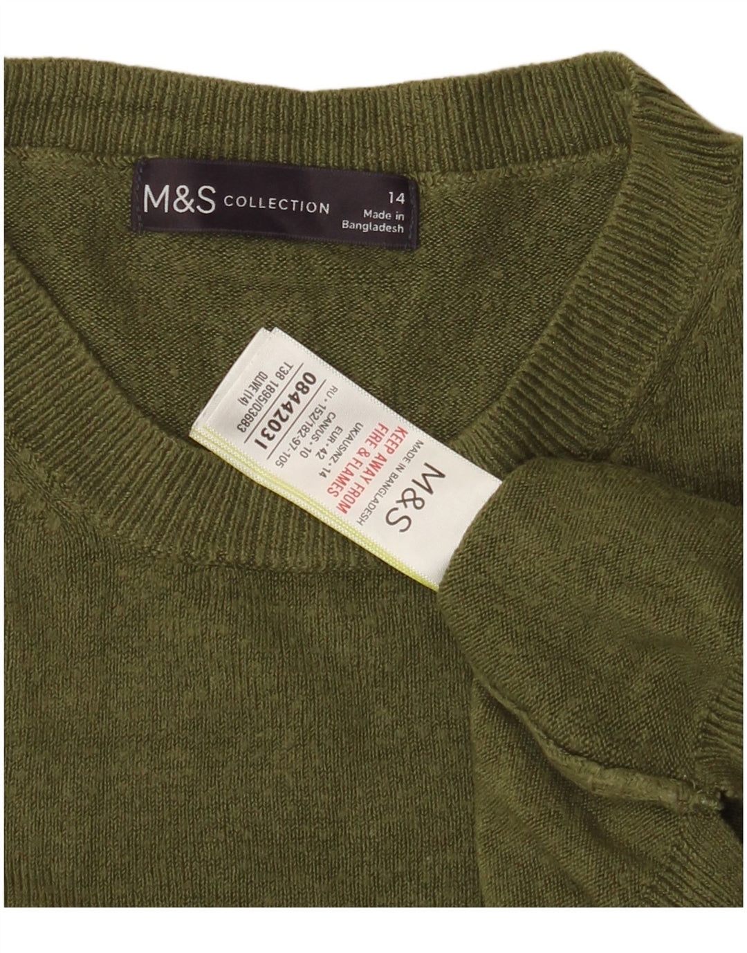 MARKS & SPENCER Pull à col rond pour femme UK 14 Grand Acrylique Vert