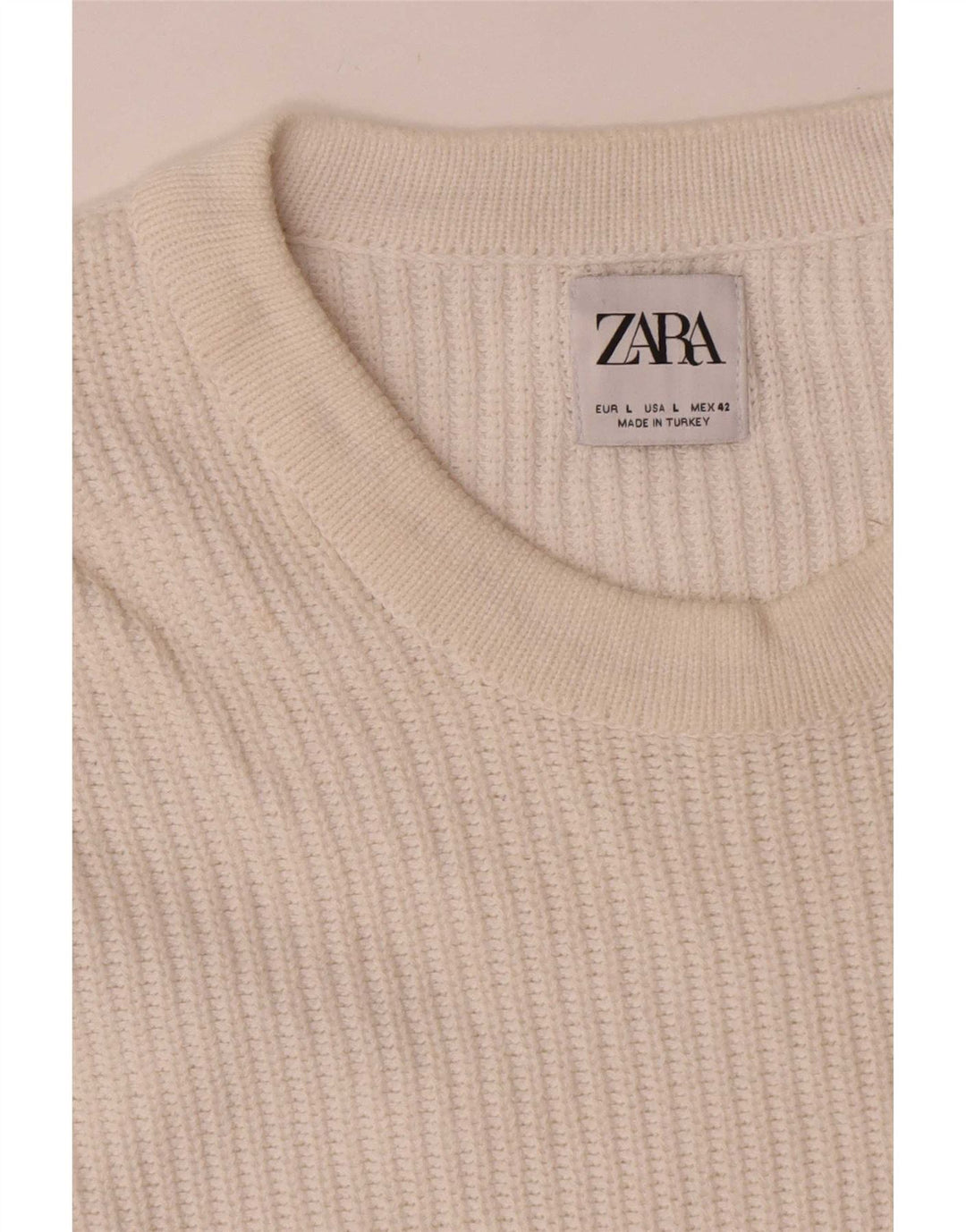 Zara Pull ras du cou pour homme, grand, blanc