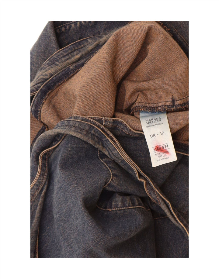 Marks & Spencer Veste en jean à manches 3/4 pour femme UK 12 Bleu marine moyen