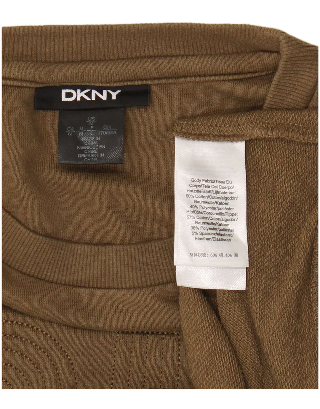 Dkny Sweat-shirt graphique pour femme UK 44 en coton kaki moyen