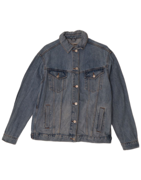 Topshop Veste en jean surdimensionnée pour femme UK 10 Petit coton bleu