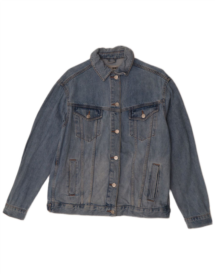 Topshop Veste en jean surdimensionnée pour femme UK 10 Petit coton bleu