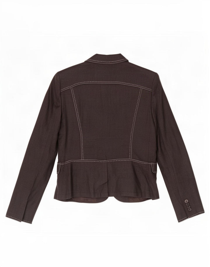 Zara Womens 2 Bouton Blazer Veste EU 40 Moyen Noir Ramie