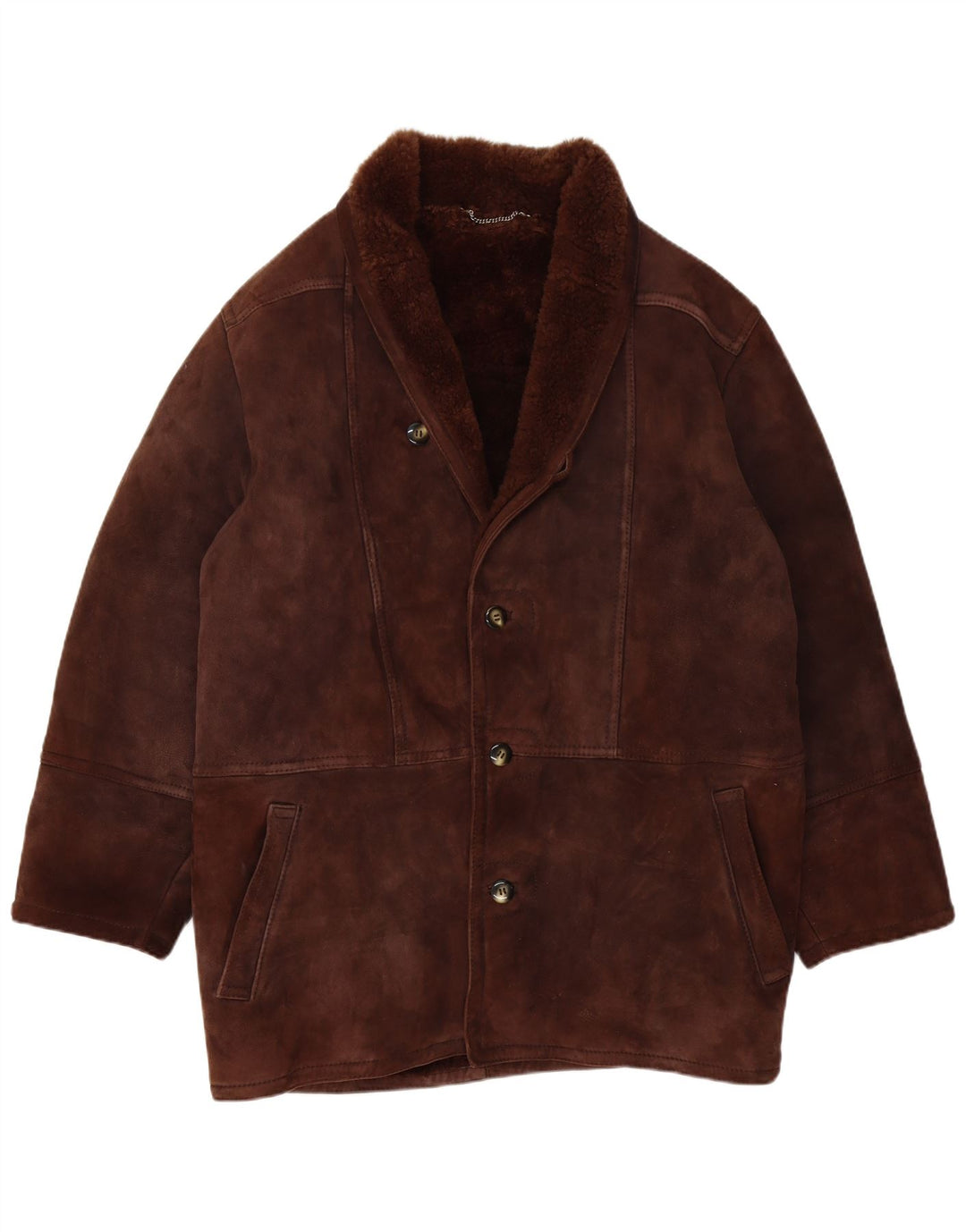 veste en peau de mouton vintage pour hommes IT 52 XL Marron
