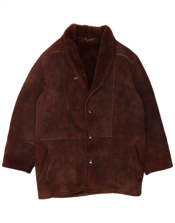 veste en peau de mouton vintage pour hommes IT 52 XL Marron