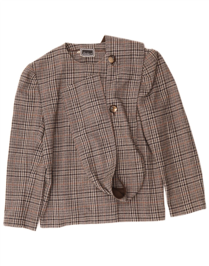 Luisa Spagnoli Veste blazer à 2 boutons pour femme IT 44 en laine à carreaux marron moyen