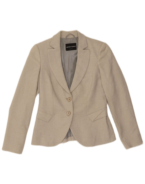 Emporio Armani Veste Blazer 2 Boutons Femme IT 40 Petit Gris Polyester