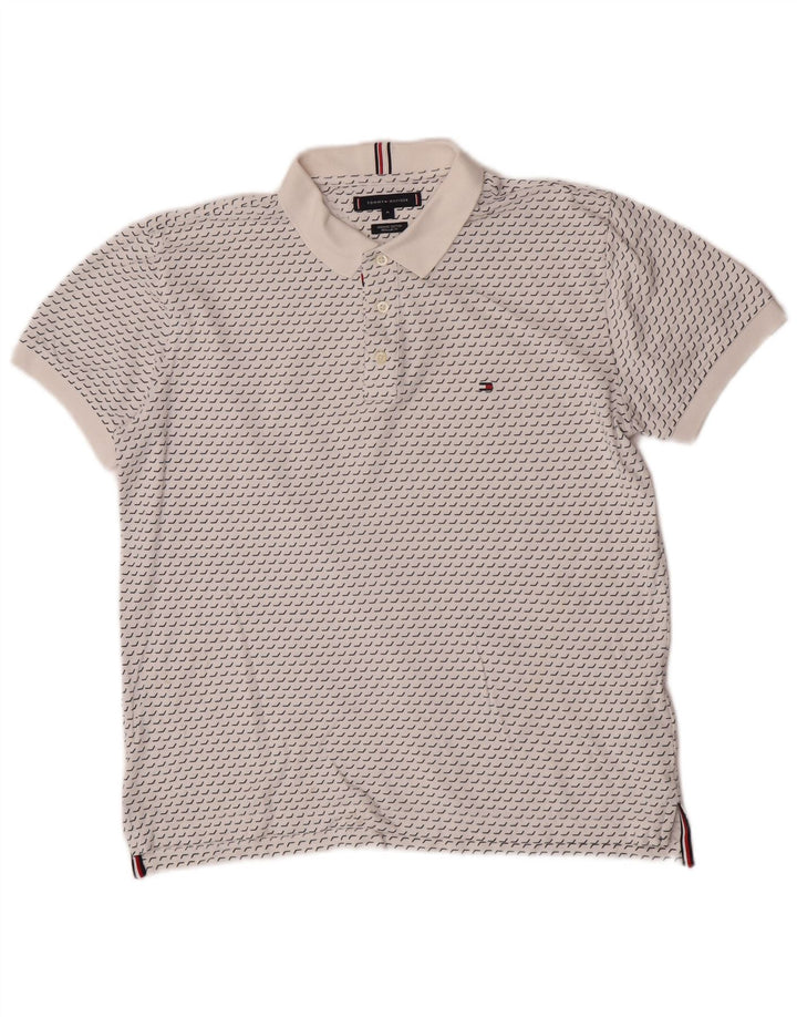 Tommy Hilfiger Polo Regular Fit Homme Blanc Moyen Coton Géométrique
