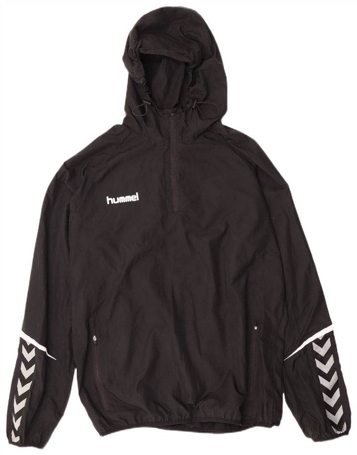 HUMMEL Mens Pullover Hooded Tracksuit Top Jacket Large Black Polyester