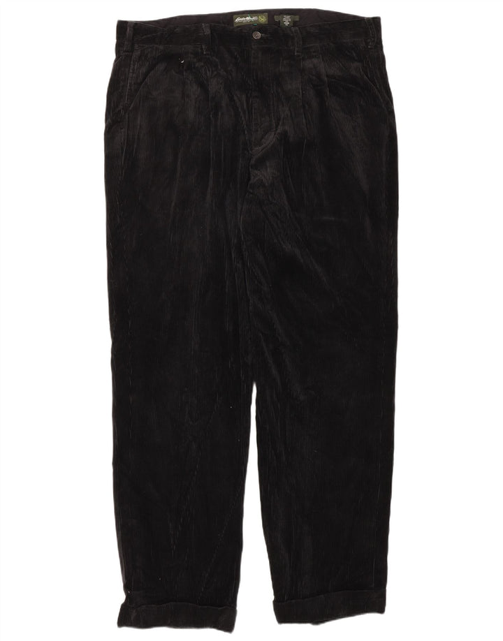 EDDIE BAUER Pantalon en velours côtelé pour homme, coupe décontractée, W40 L34, noir