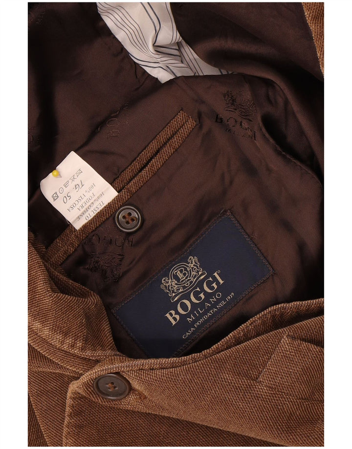 Boggi Veste Blazer 3 Boutons Homme IT 50 Large Marron Coton
