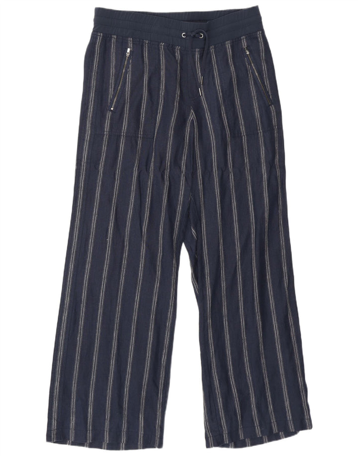 Pantalon de survêtement Athleta pour femme US 8 en lin rayé bleu marine moyen