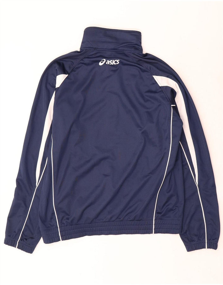 Asics Veste de survêtement pour homme Large Bleu Marine Colorblock Polyester