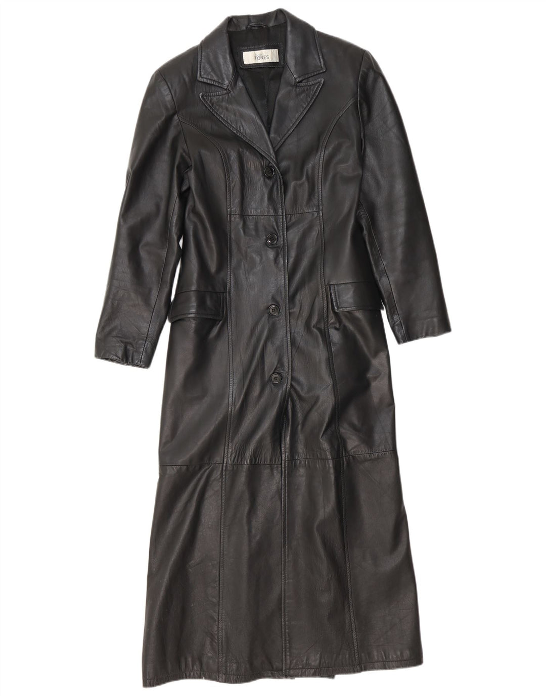manteau en cuir femme vintage UK 12 Noir Moyen