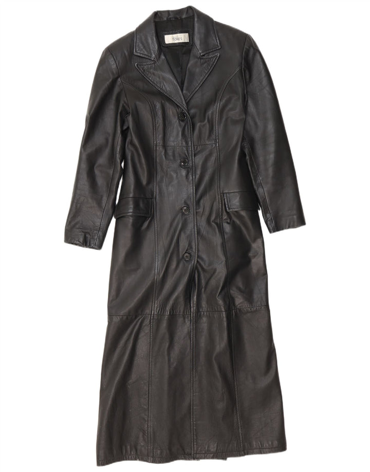 manteau en cuir femme vintage UK 12 Noir Moyen