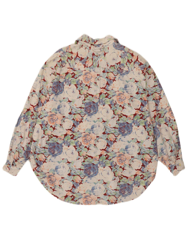 vintage Femmes Corduroy Shirt Blouse UK 20 2XL Multicolore Floral
