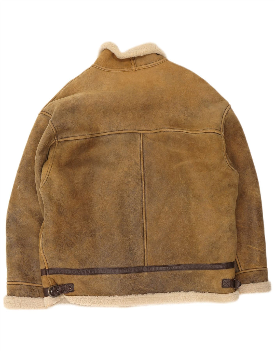 veste en cuir shearling vintage pour homme UK 42 XL Marron