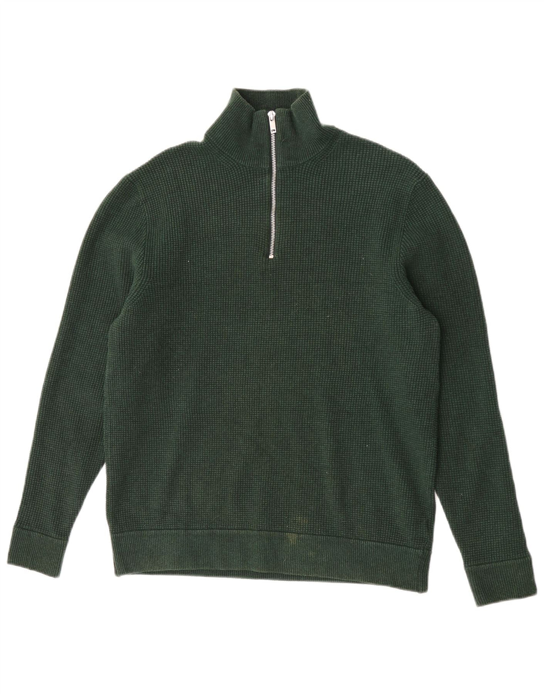 Marks & Spencer Pull à col zippé pour homme Large Vert Polyester