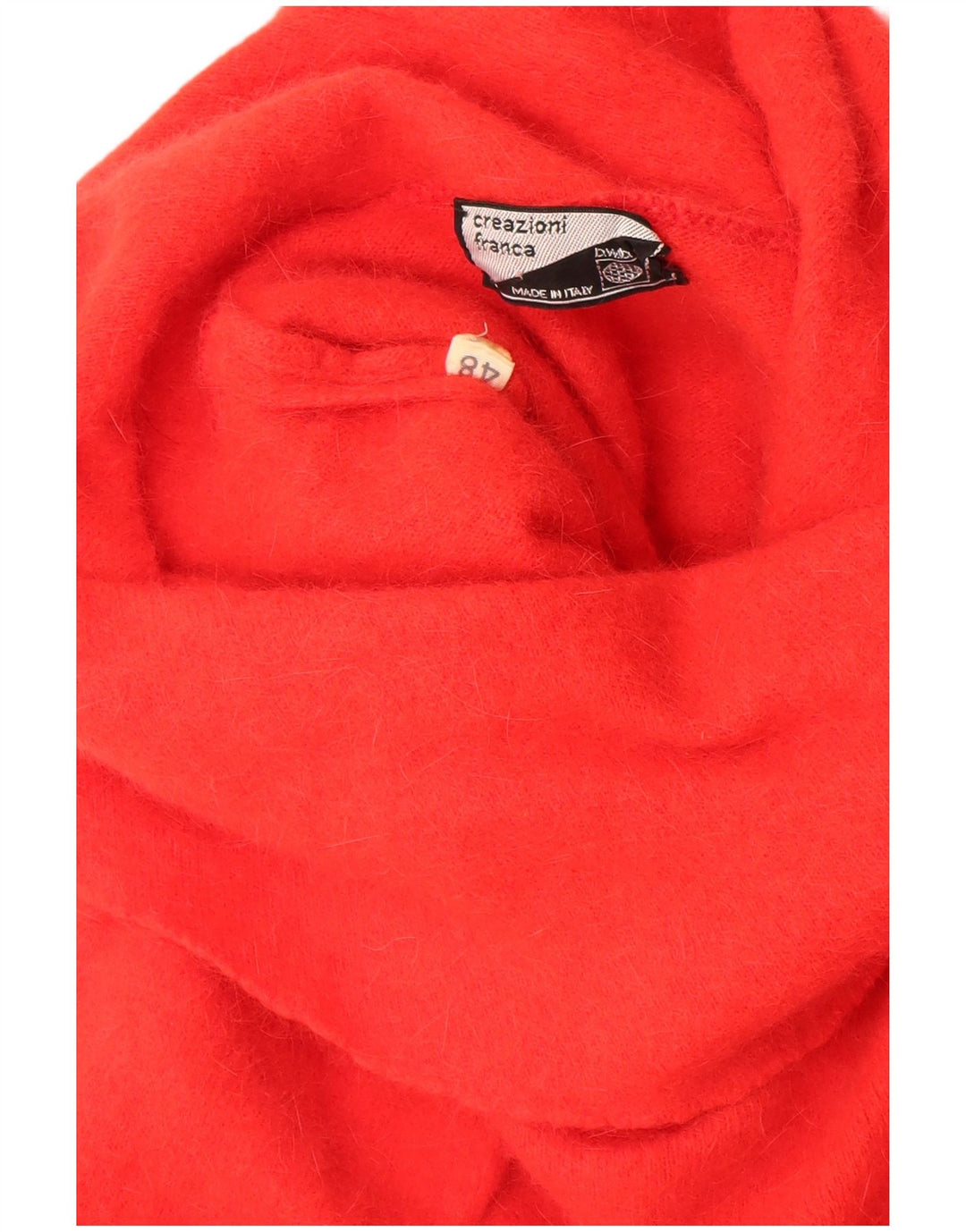 vintage Femmes Crop Roll Neck Jumper Pull IT 48 XL Rouge