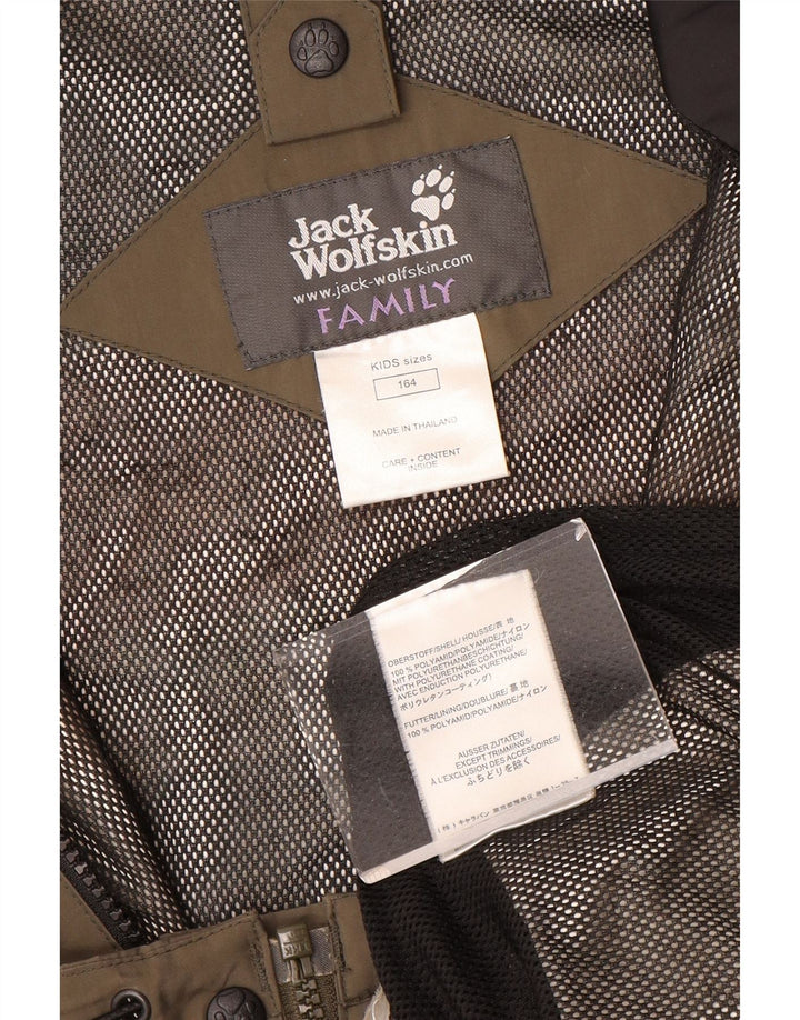 Jack Wolfskin Veste de Pluie à Capuche Garçon 13-14 Ans Marron Colorblock