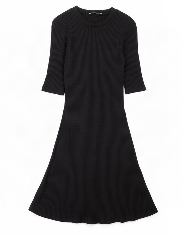 Zara Womens Trafaluc Robe pull à manches 3/4 UK 8 Small Noir