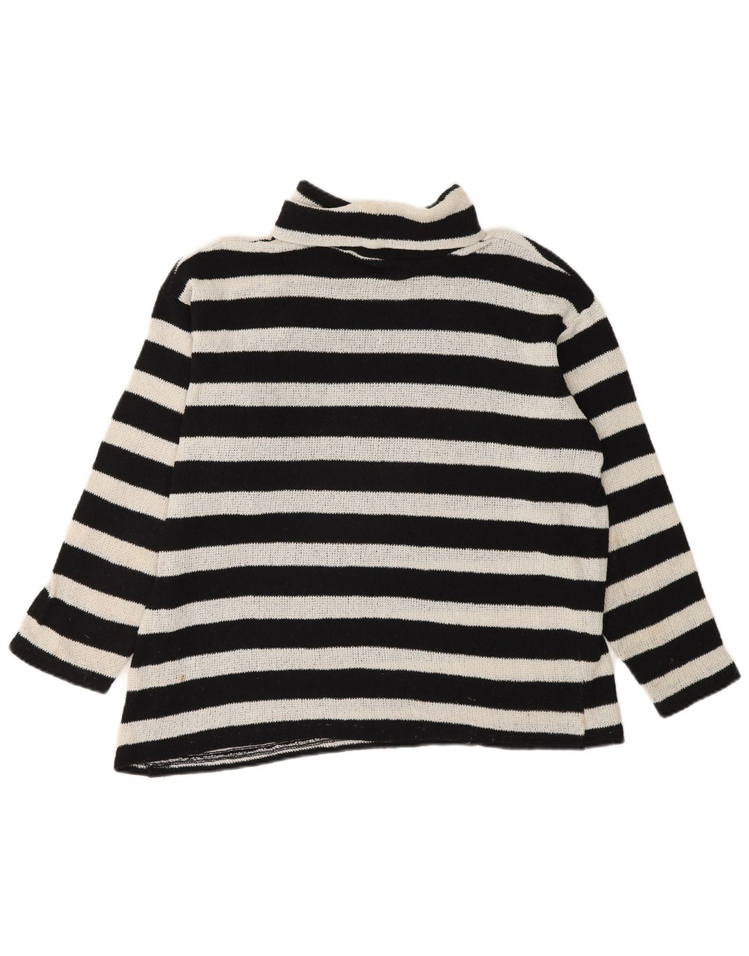Zara Pull surdimensionné à col roulé pour femme UK 10 Petit rayé noir