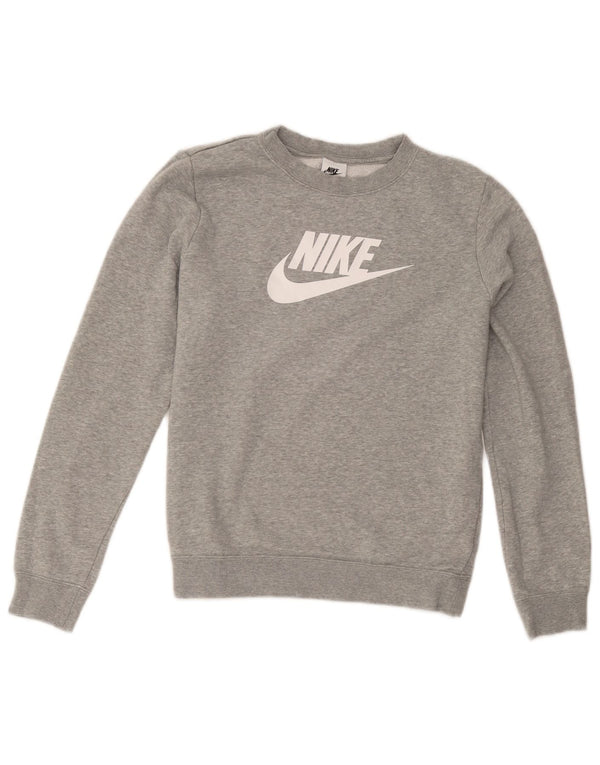Nike Sweat-shirt surdimensionné graphique pour femme UK 10 Petit coton gris