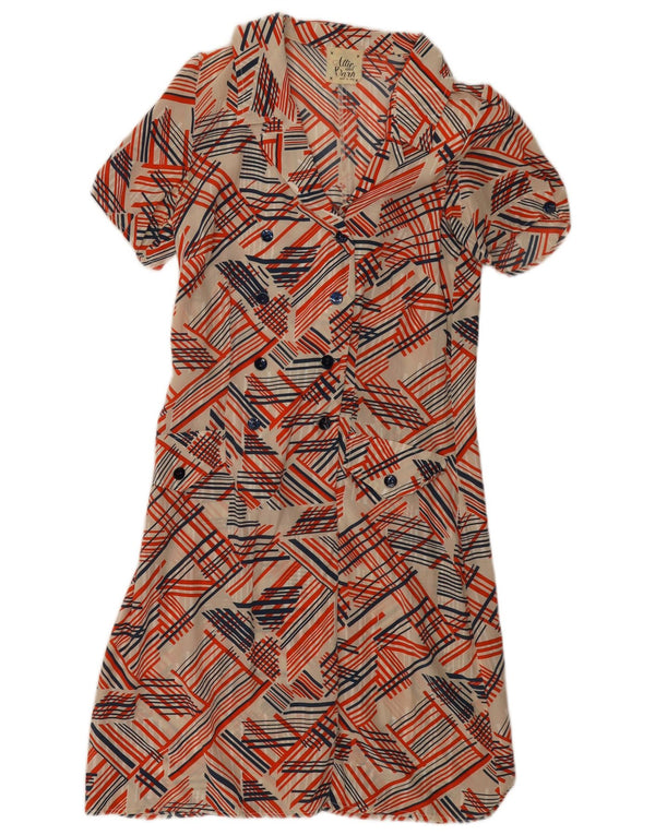 Attic And Barn Robe chemise à manches courtes pour femme UK 10 Petit Beige Géométrique