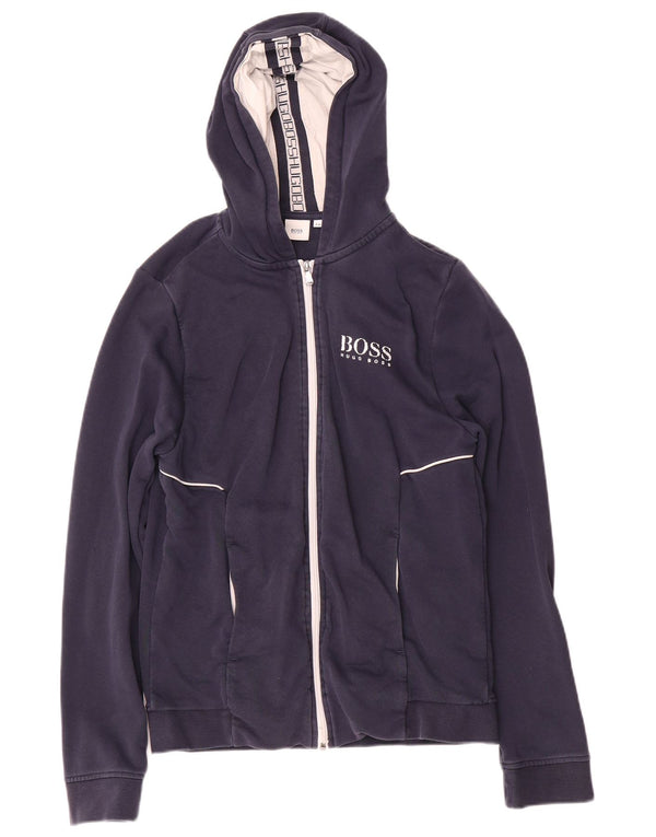 Hugo Boss Pull à capuche zippé garçon 15-16 ans Bleu marine moyen Coton
