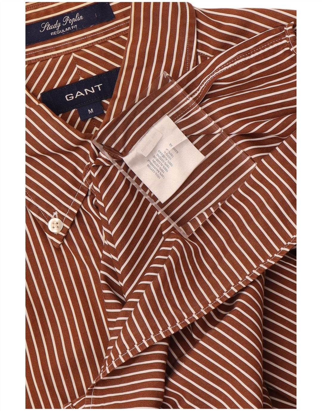 Gant Chemise Regular Fit Homme Marron Moyen Rayé Coton