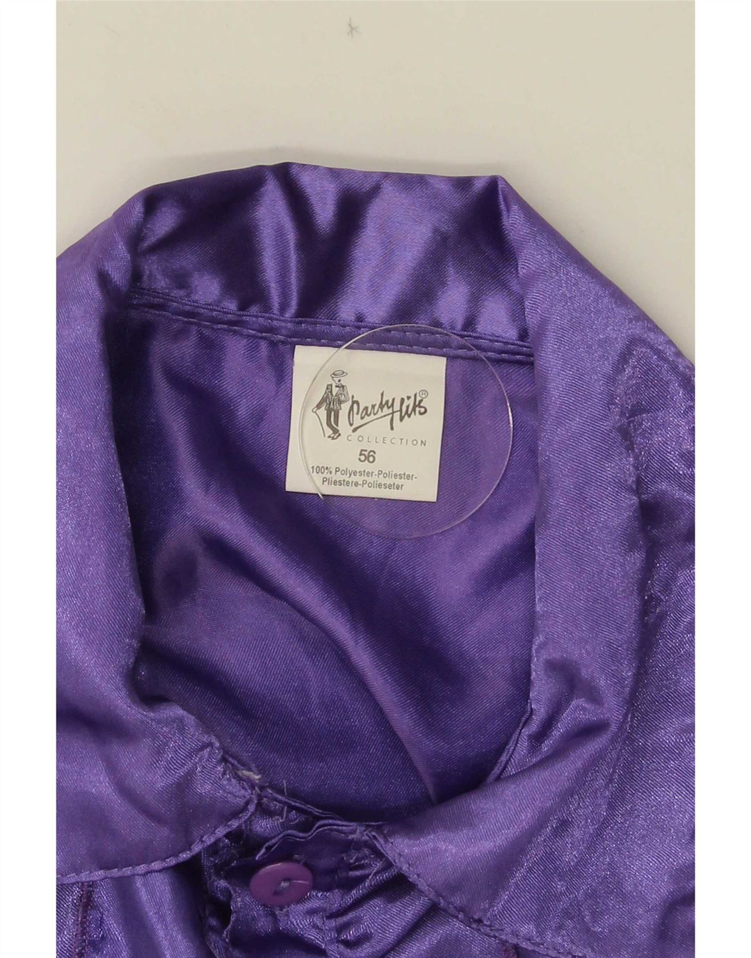 vintage Femmes Volant Avant Chemise Blouse IT 56 4XL Violet Polyester