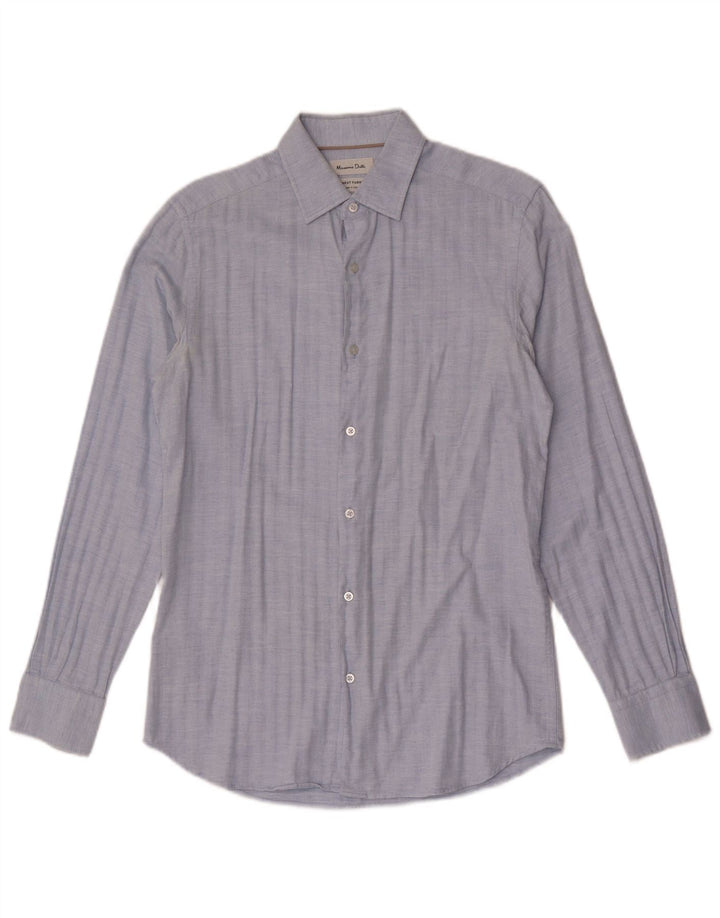 MASSIMO DUTTI Chemise Homme Petit Bleu Chevrons Coton