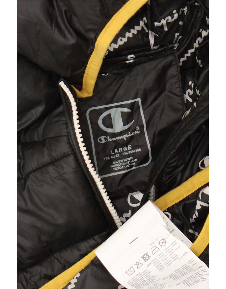 Veste matelassée à capuche Champion Boys 11-12 ans Grand Noir Polyester