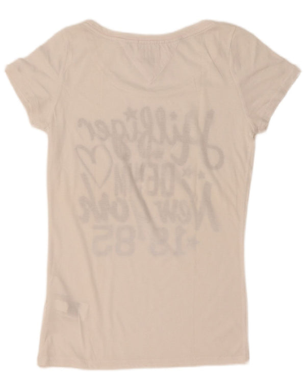 Tommy Hilfiger T-shirt graphique pour femme UK 6 XS Blanc Coton