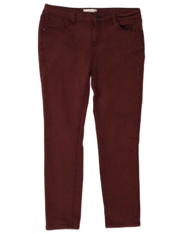 Fat Face Womens Slim Casual Trousers UK 14 Large W32 L26 Burgundy Cotton