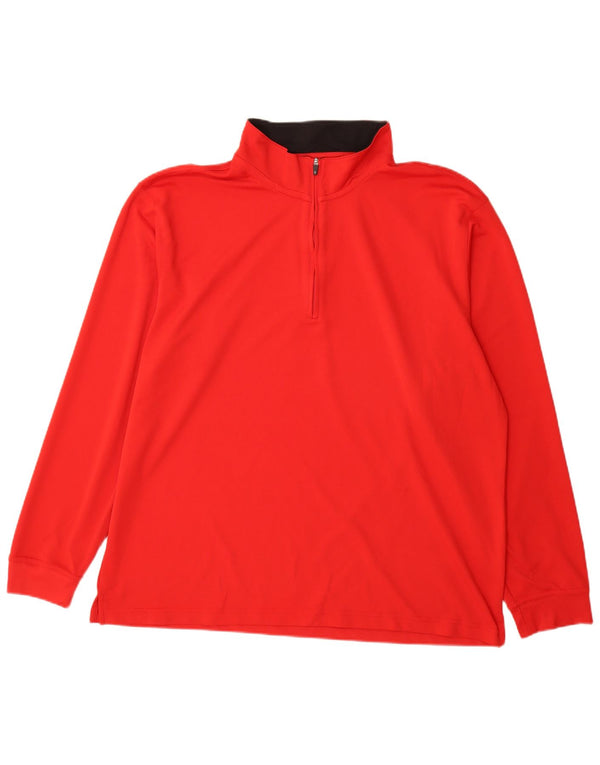 Izod Pull à col zippé pour homme - Haut de survêtement 2XL Rouge Polyester
