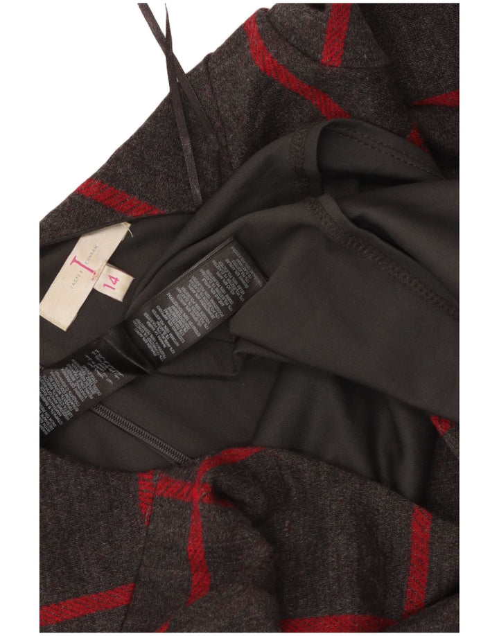 JASPER CONRAN Robe fourreau à manches 3/4 pour femme UK 14 Gris moyen à carreaux