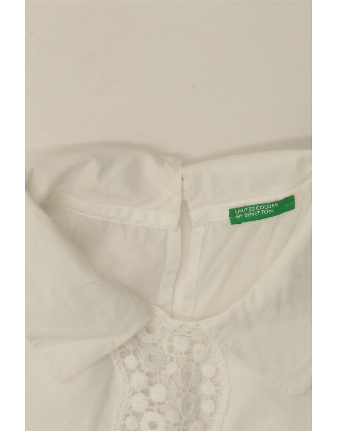 BENETTON Chemisier Femme UK 12 Medium Blanc
