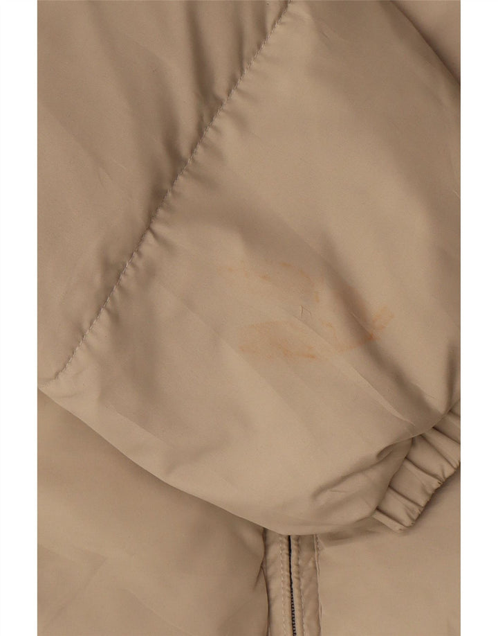 Kappa Veste matelassée à capuche pour homme, coupe ample, UK 36, petit, beige, polyester