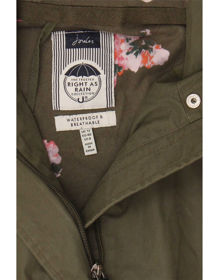 Joules Manteau imperméable à capuche pour femme UK 12 Kaki moyen
