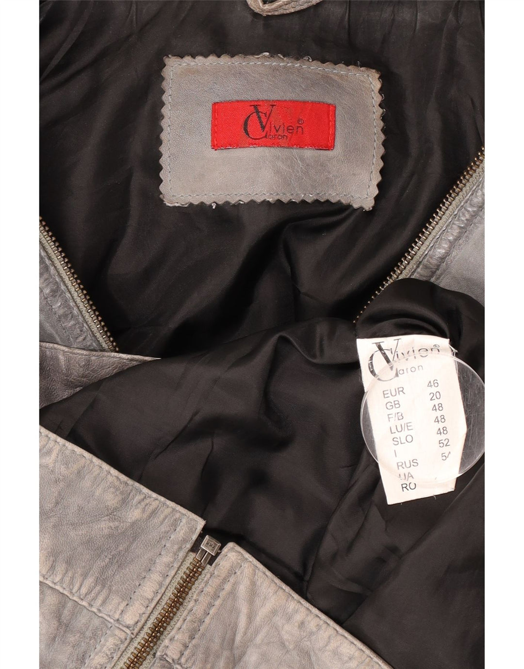Vivien Caron Veste en cuir pour femme UK 20 2XL Cuir gris