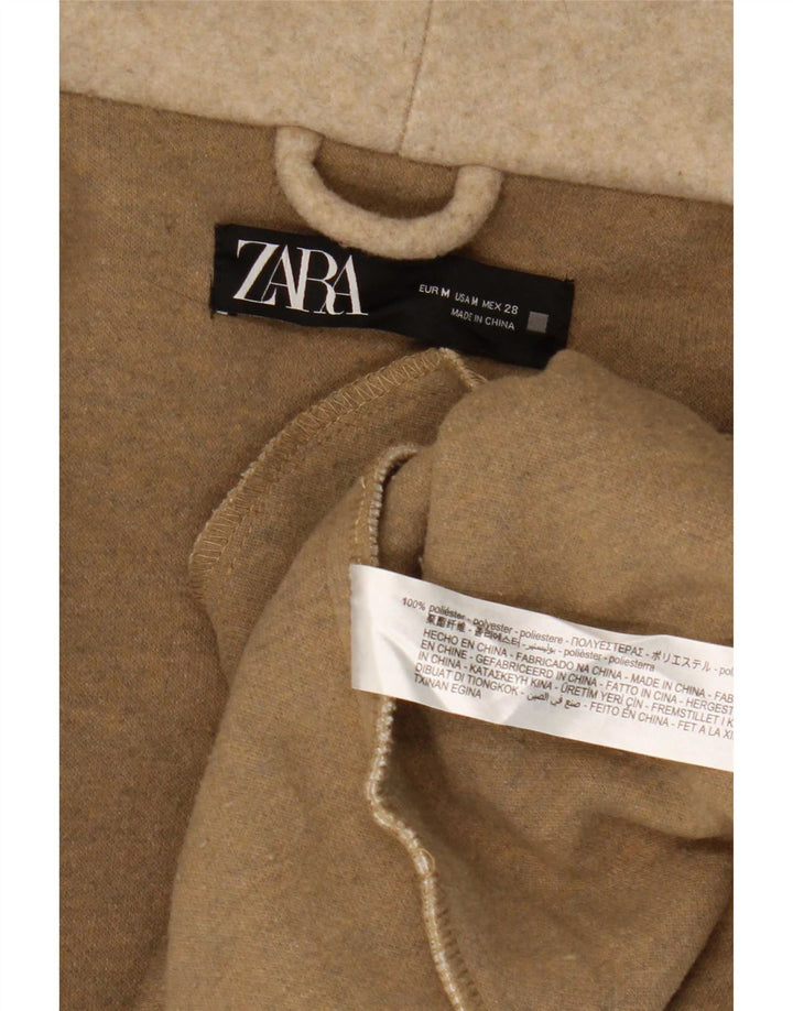 Zara Manteau à capuche pour femme UK 44 Polyester beige moyen