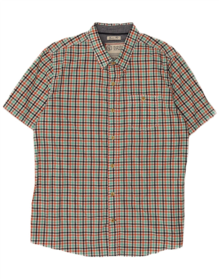 Fat Face Chemise à manches courtes pour homme Coupe classique Grand vichy multicolore
