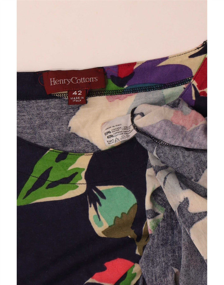 Henry Cottons Haut à manches longues pour femme IT 42 Bleu marine moyen en viscose florale